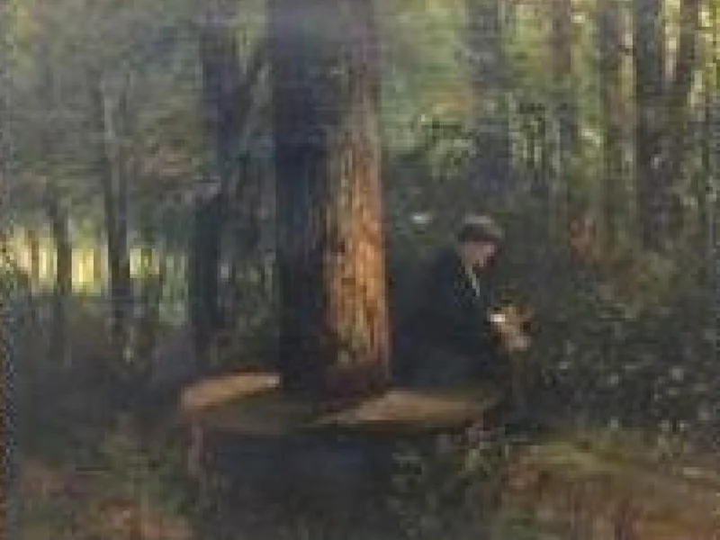 1780-Henry Hoppner Meyer - Gentiluomo seduto su una panchina ricavata da un anello di un albero in una foresta